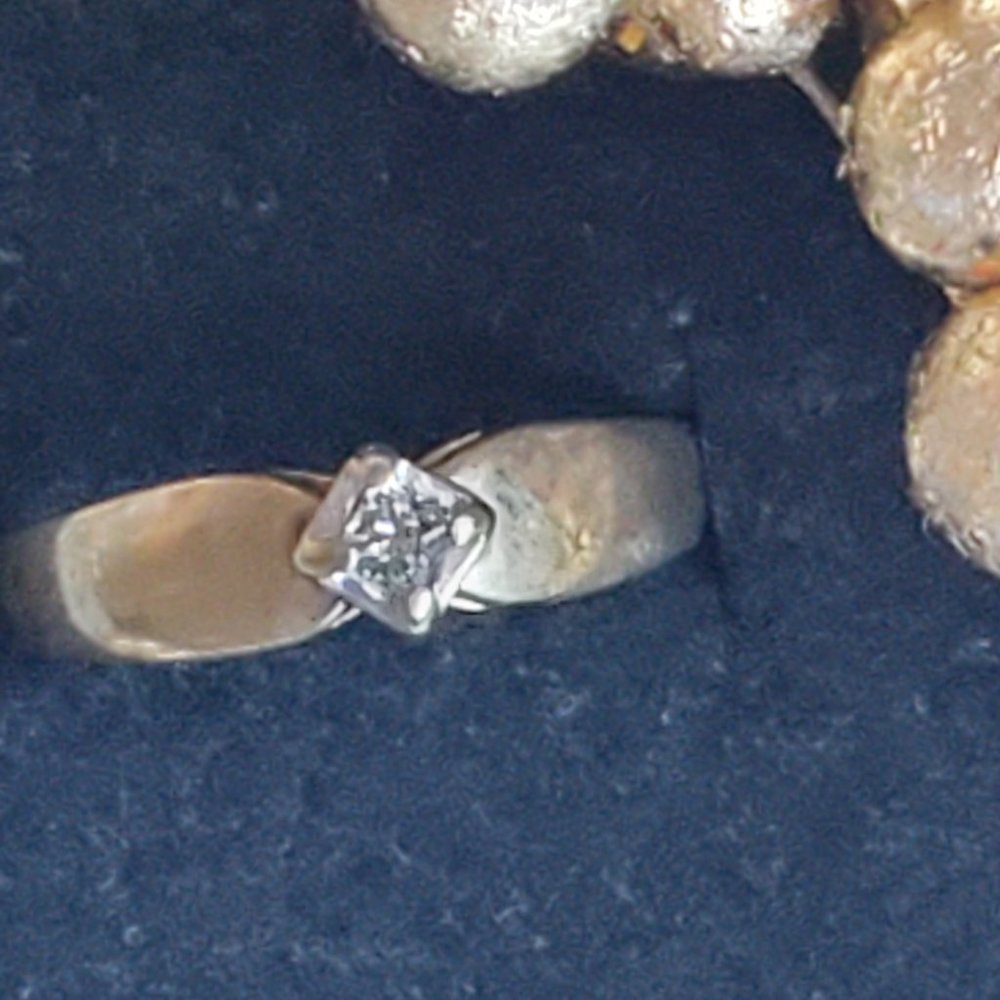 10K Yellow Gold Square Cut Solitaire By CJC Vintage Ladies Ring Size 7 - Picture 5 of 5